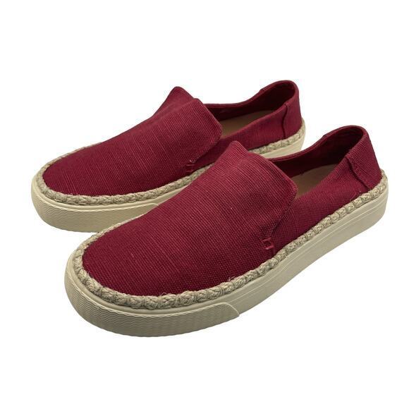 Toms Sunset Natural Rope Edge Canvas Slip on Shoes in Red Size 7.5 - Picture 1 of 7